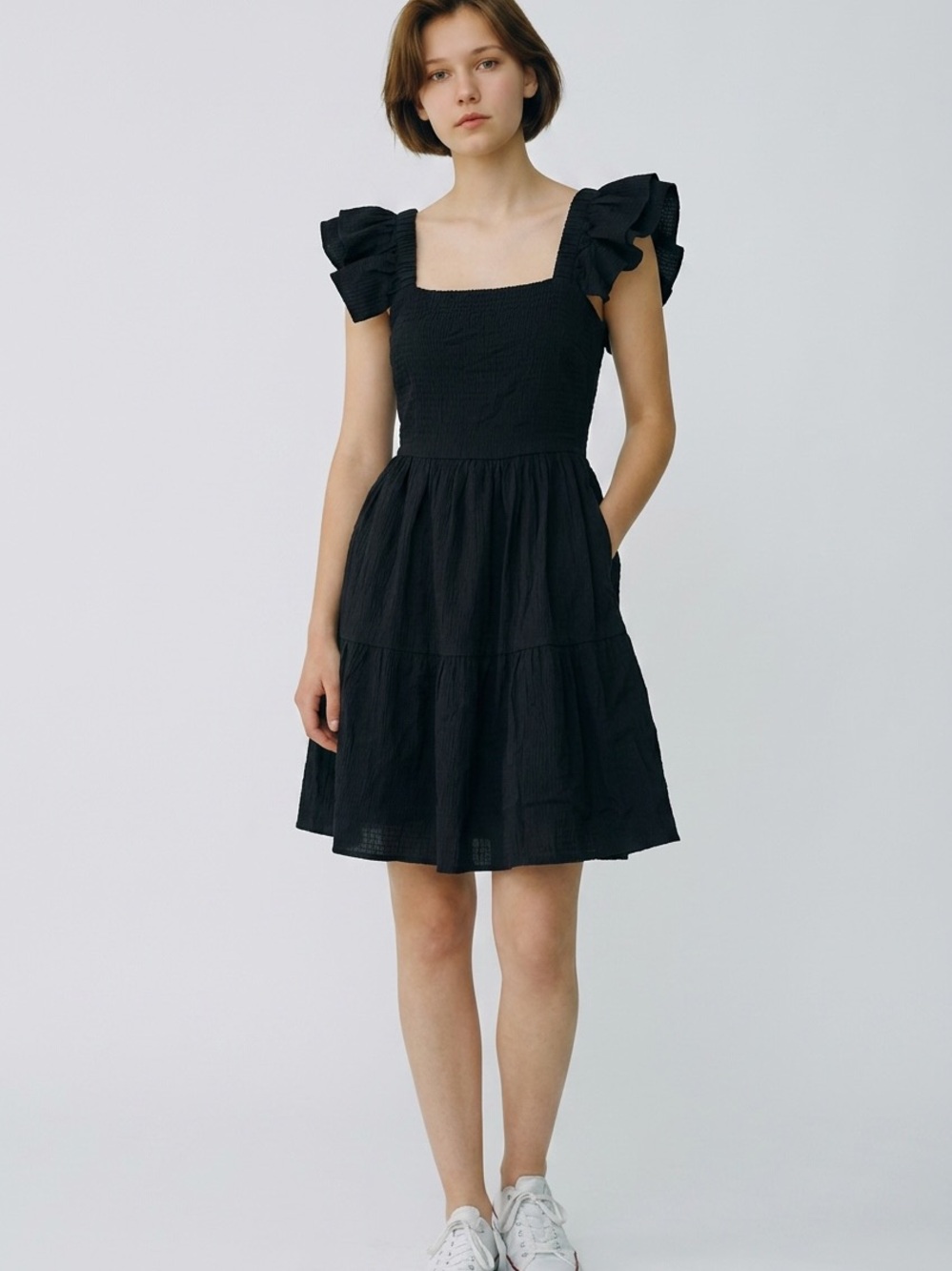 Mi Ami Black Ruffle Sleeve Dress